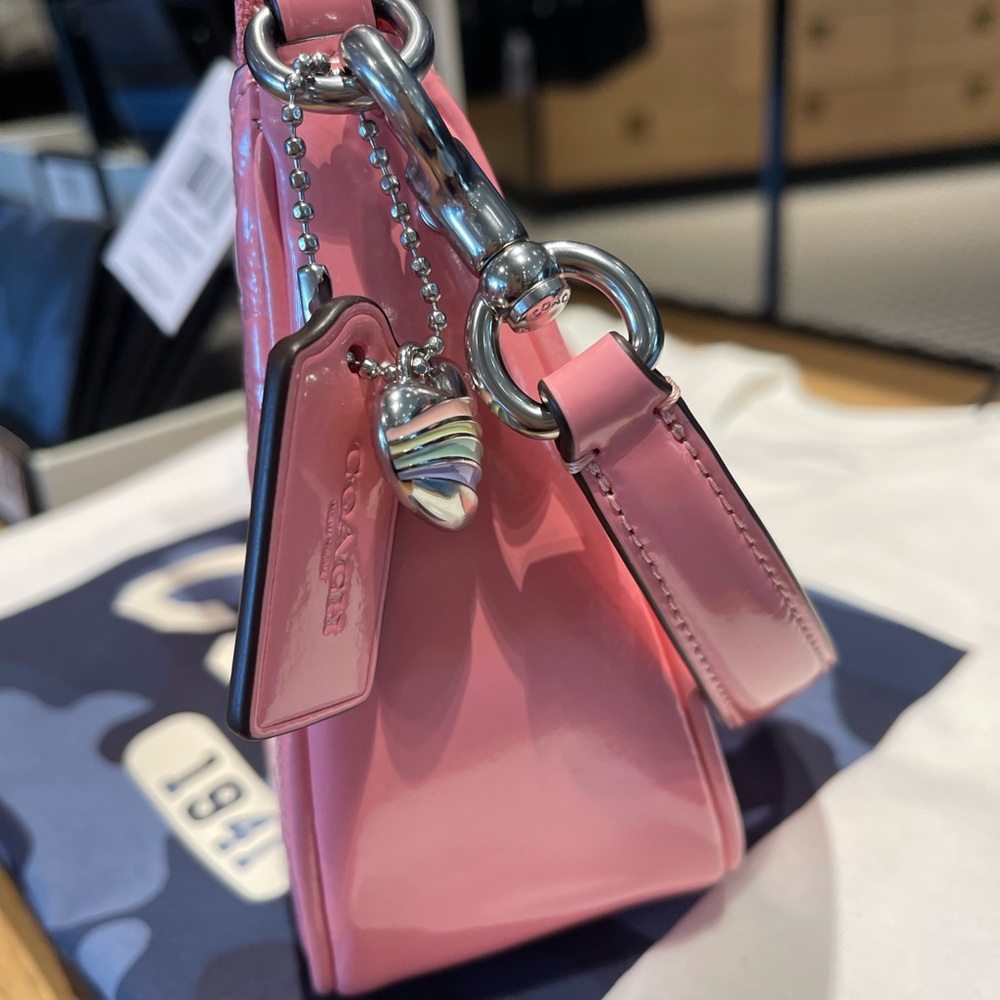 NWT Coach CDA98 Teri Shoulder Bag In Signature Leather With Heart Charm Pink - Picture 6 of 15